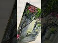 Картина маслом Цветущий переулок. Обзор. Oil painting. Cityscape painting.