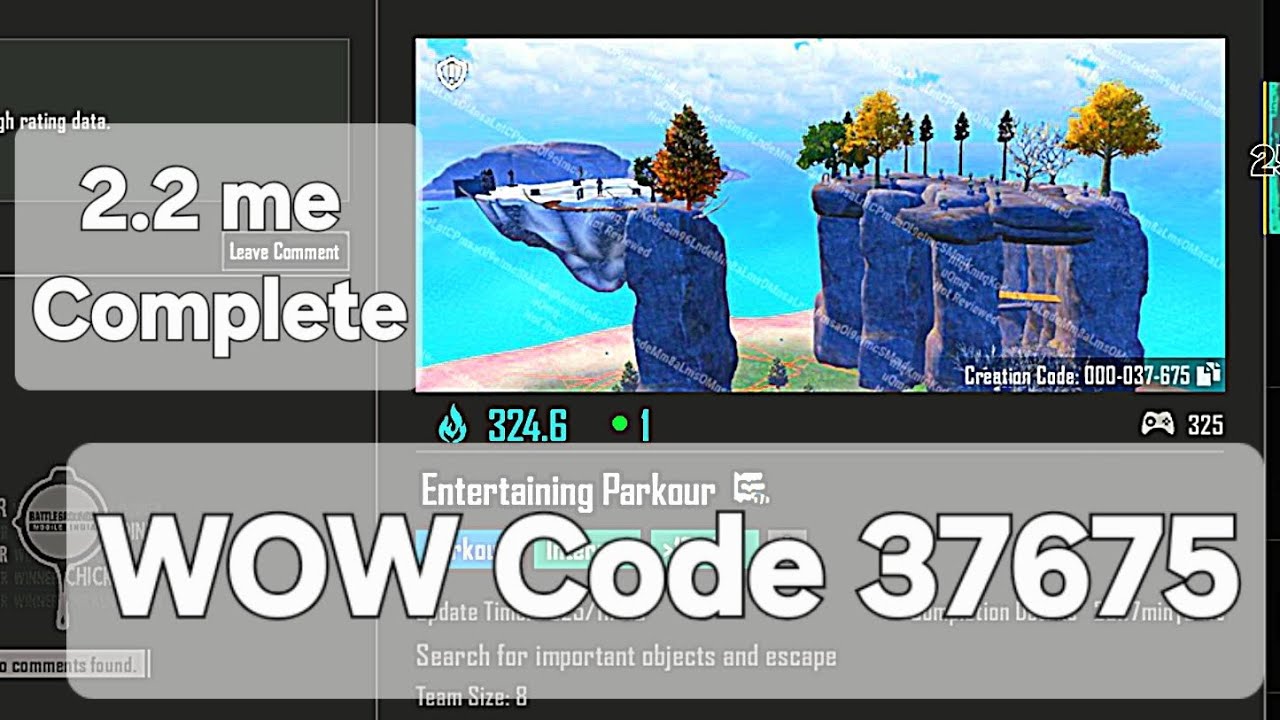 Bgmi wow Parkour map code 37675 | Adventure dark land Parkour | 