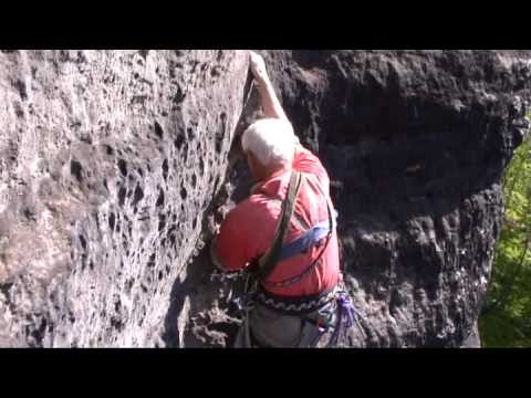 Climbing the "Augustinhangel" in the "Elbe-Sandstones", Germany