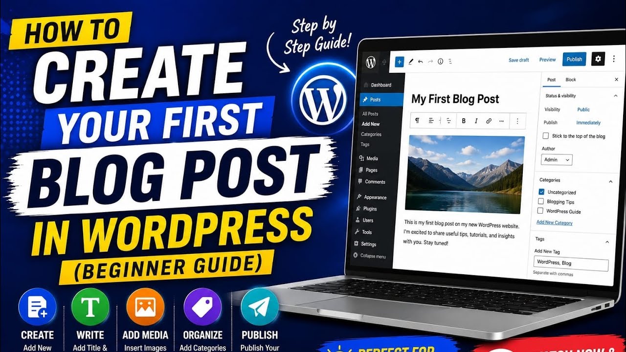 How to Create Your First Blog Post in WordPress (Beginner Guide) - YouTube