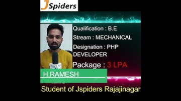 Successfully placed as php developer | H.RAMESH| 2023 jobs |JSPIDERS RAJAJINAGAR | CAREER | CONGRATS