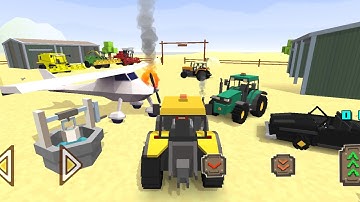 An airplane crushed here, on my precious farm - Blocky Farming and Racing Simulator