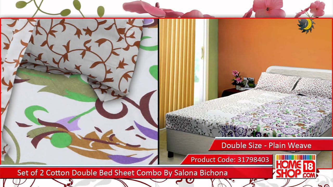 Set Of 2 Cotton Double Bed Sheet Combo By Salona