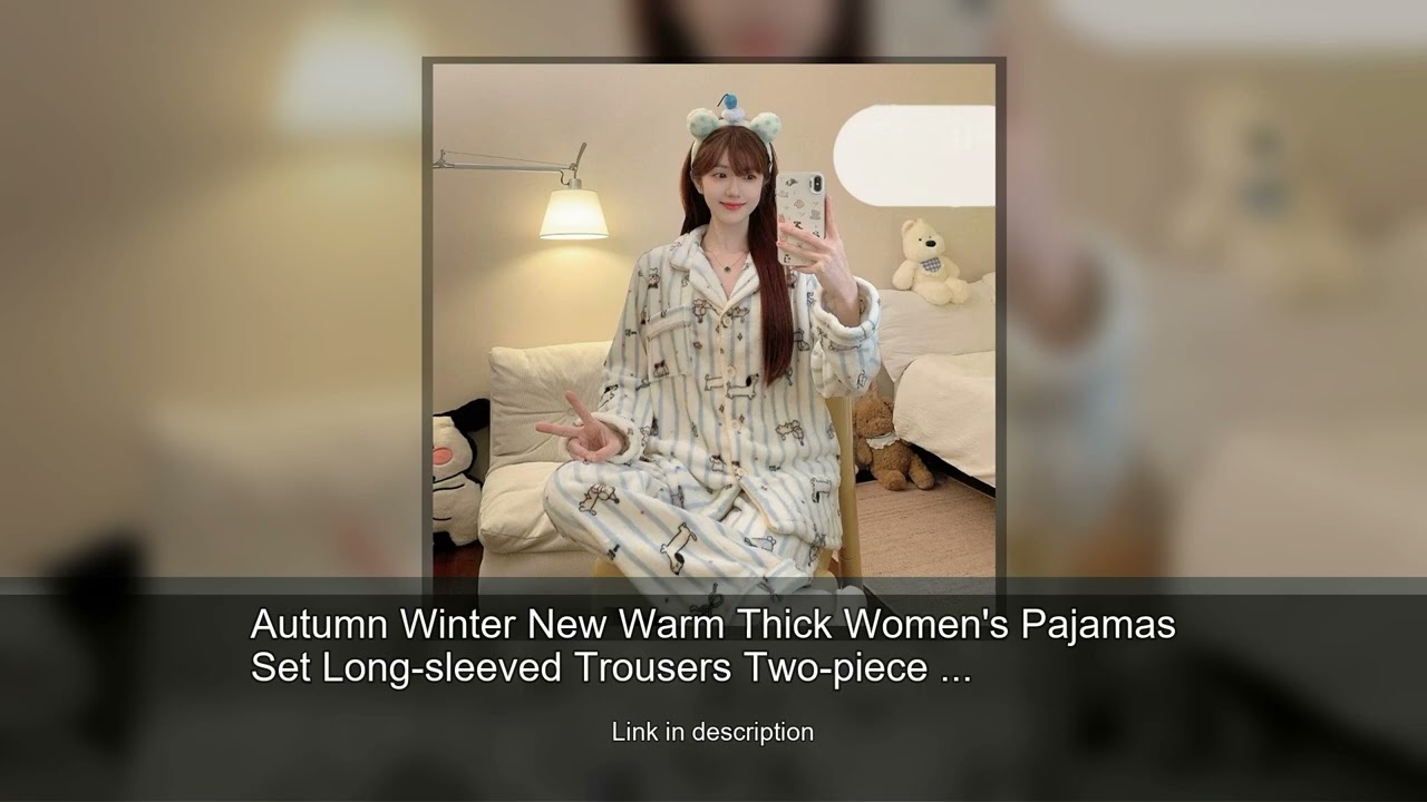 Autumn Winter New Warm Thick Women's Pajamas Set Long-sleeved Trousers Two-piece Set Pajamas Cu