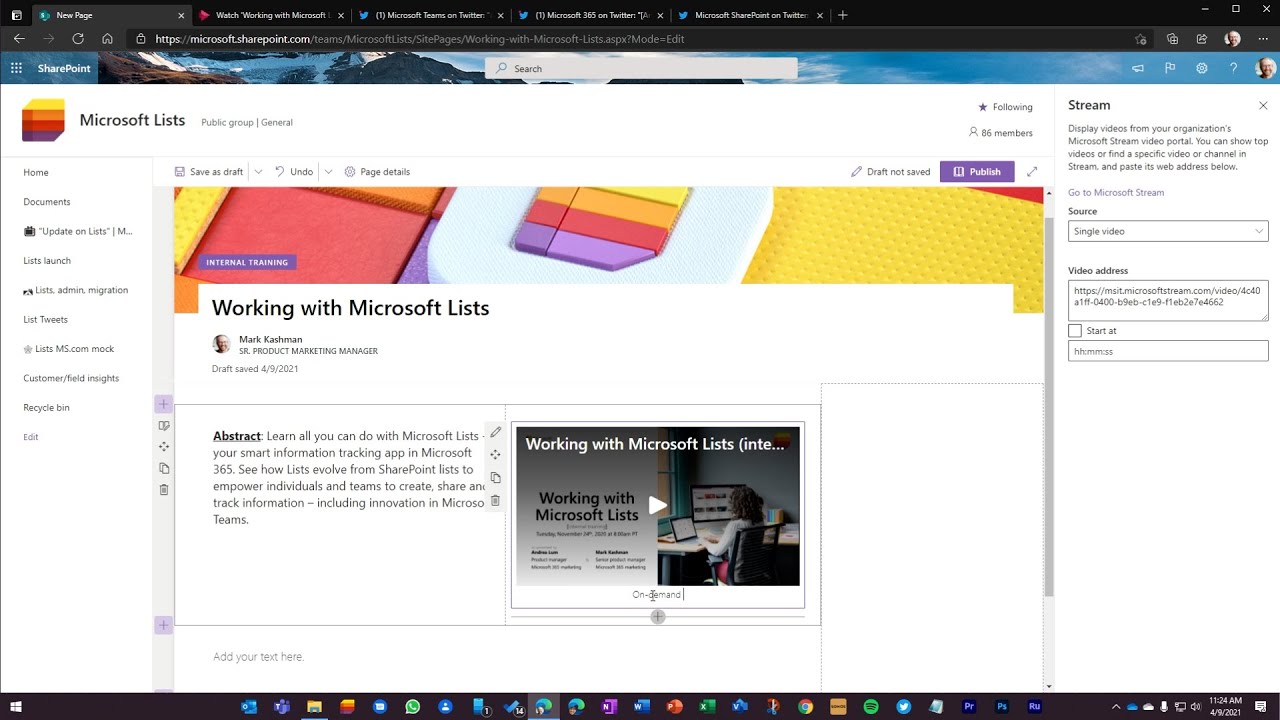 Use SharePoint pages to support on-demand training - YouTube