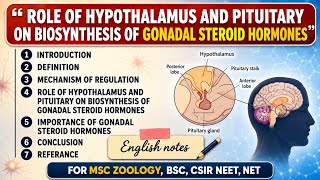 Role of hypothalamus and pituitary gland on biosynthesis of gonadal steroid hormone | Mechanism .