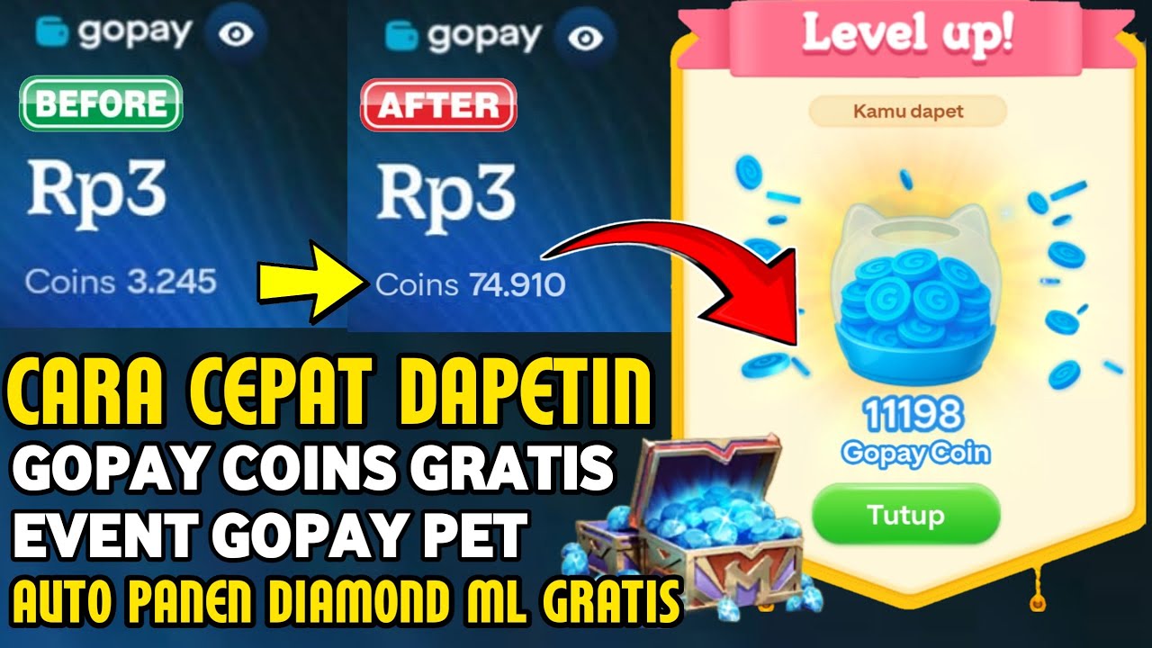 CARA CEPAT DAPETIN GOPAY COINS GRATIS EVENT GOPAY PET ! AUTO PANEN DIAMOND ML GRATIS