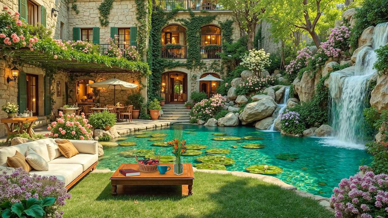 Beautiful Garden Coffee Ambience | Nature Jazz Music to Relaxing and Reset Your Mind ~ Jazz Music