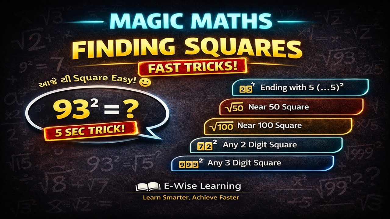 કોઈપણ સંખ્યાનો વર્ગ (Square) કરો માત્ર 5 સેકન્ડમાં! 🔥 | Square Masterclass 🔥