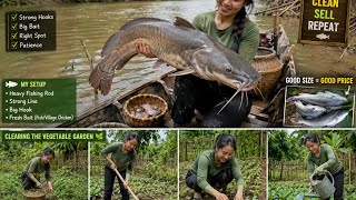 🎣 How to Catch Giant Fish on a Major River Branch to Sell | Clearing the Vegetable Garden 🌿