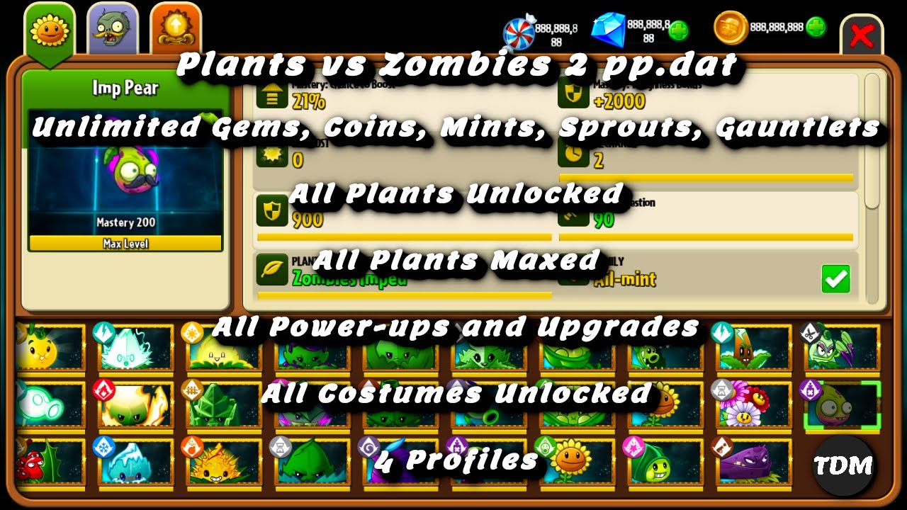 Plants vs Zombies 2 V10.7.1 Android Save Profiles/pp.dat