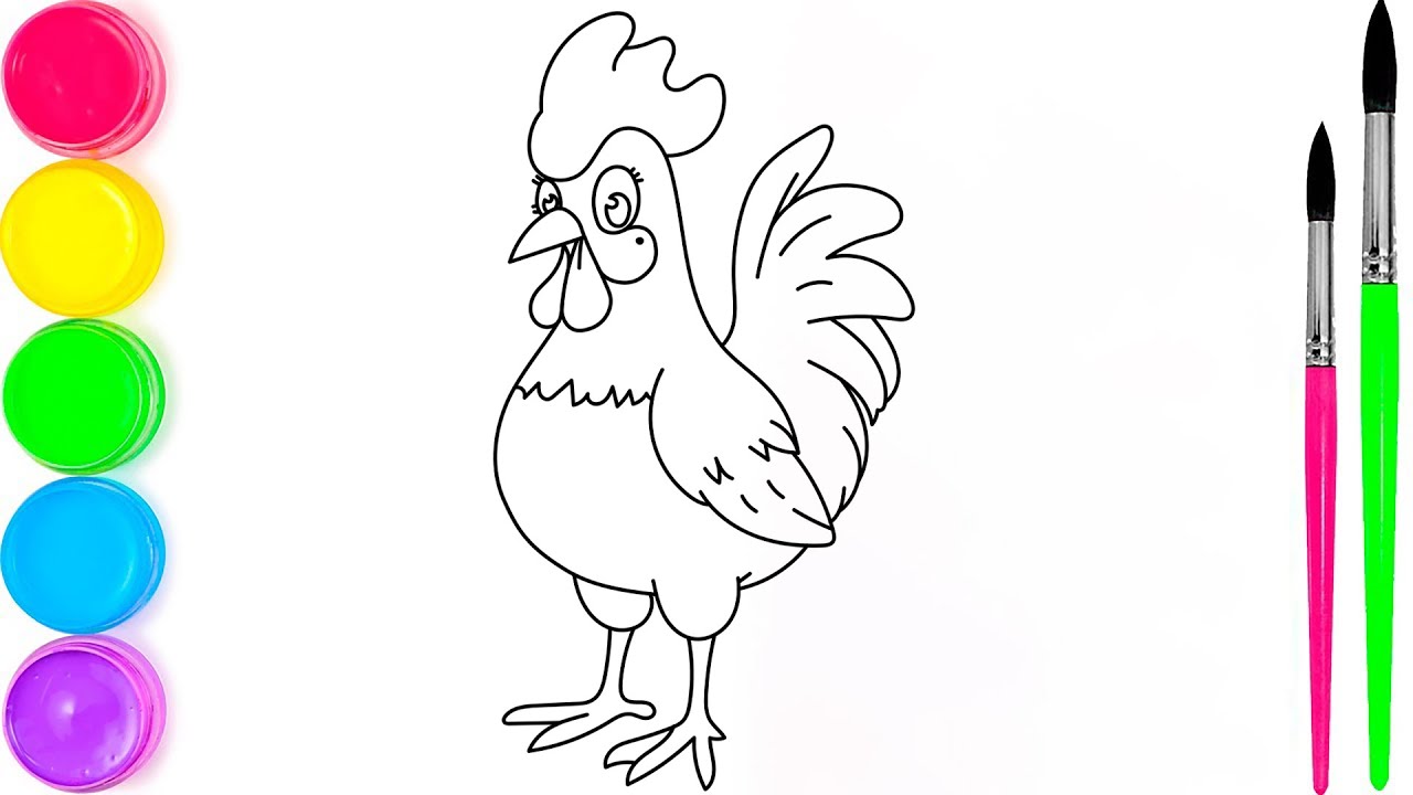Rooster Coloring Page for Kids | Fun Farm Animal Drawing and Coloring Video for Children