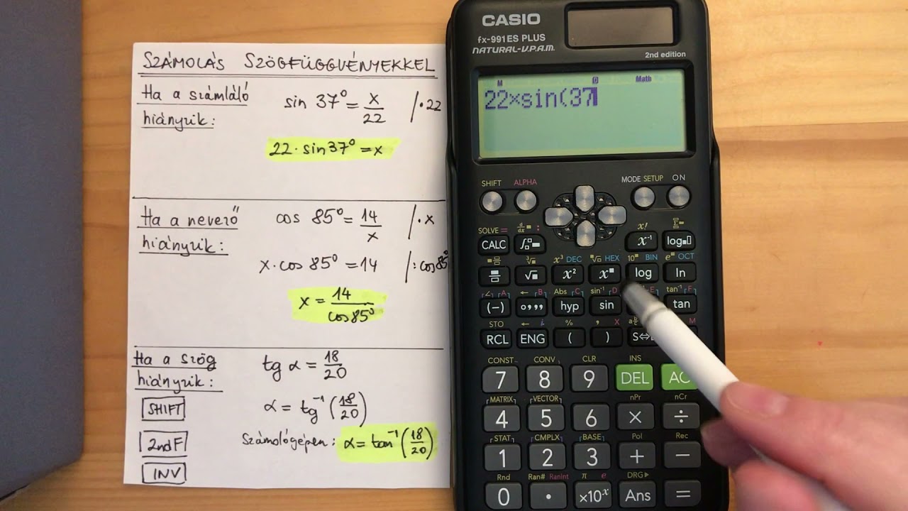 10/T Szögfüggvények kiszámítása kétsoros számológéppel