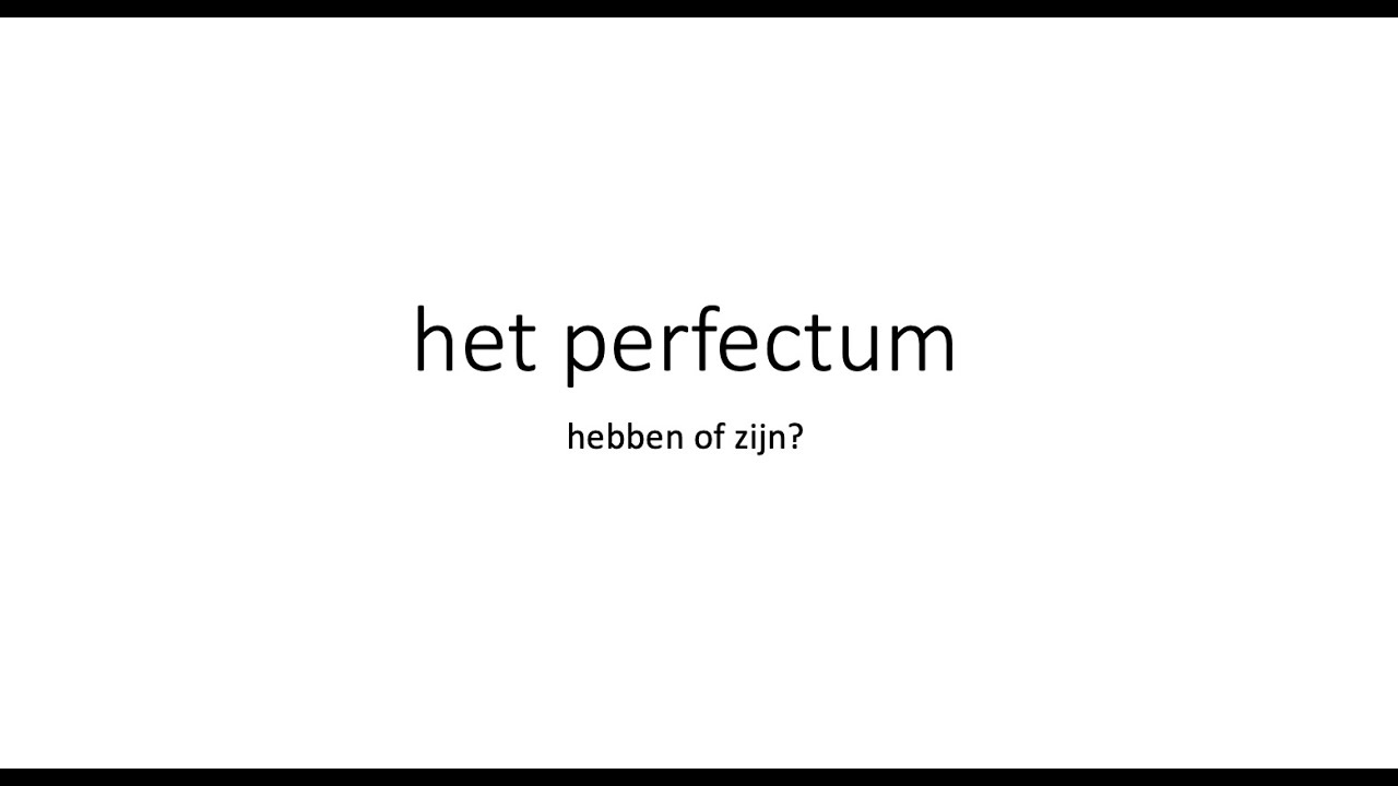 NU of VROEGER? Perfectum START