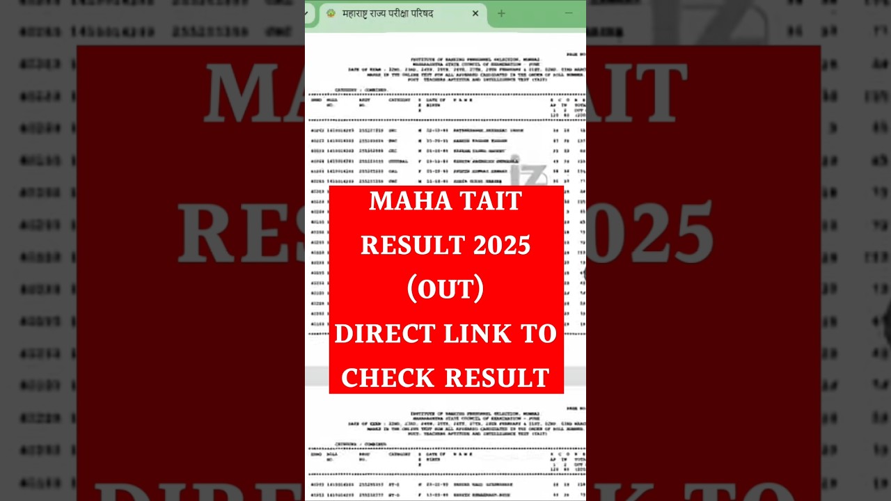MAHA TAIT Result 2025 | How To Check MAHA TAIT Result 2025 How to Check? MAHA TAIT Result 2025 Jari