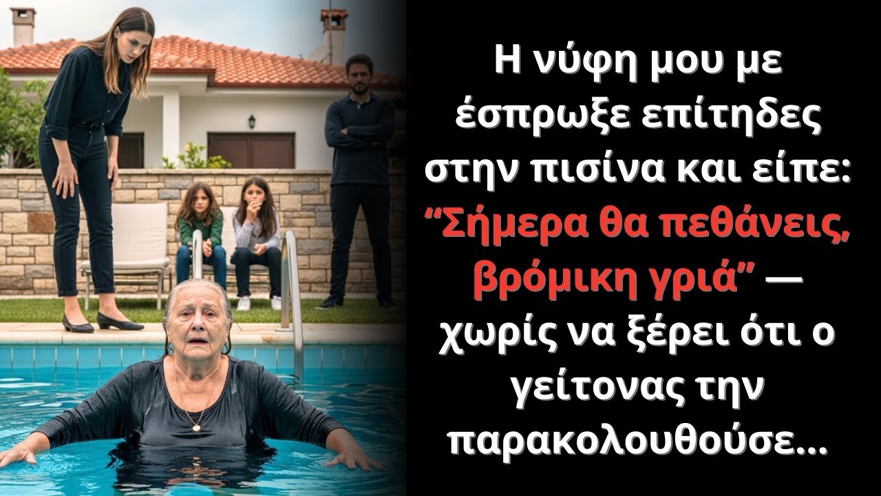 Η νύφη μου με έσπρωξε στην πισίνα: “Σήμερα θα πεθάνεις, βρόμικη γριά” — ο γείτονας έβλεπε