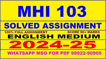 mhi 103 solved assignment 2024-25 | mhi 103 solved assignment in english 2025 | mhi 103 2024-25