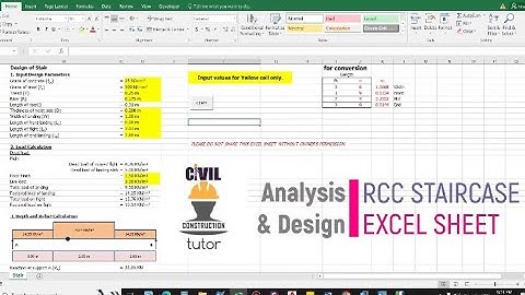 Design of RCC Staircase(Manually) using  Excel Sheet | IS 456:2000 | Municipal report |