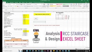 Design of RCC Staircase(Manually) using  Excel Sheet | IS 456:2000 | Municipal report |