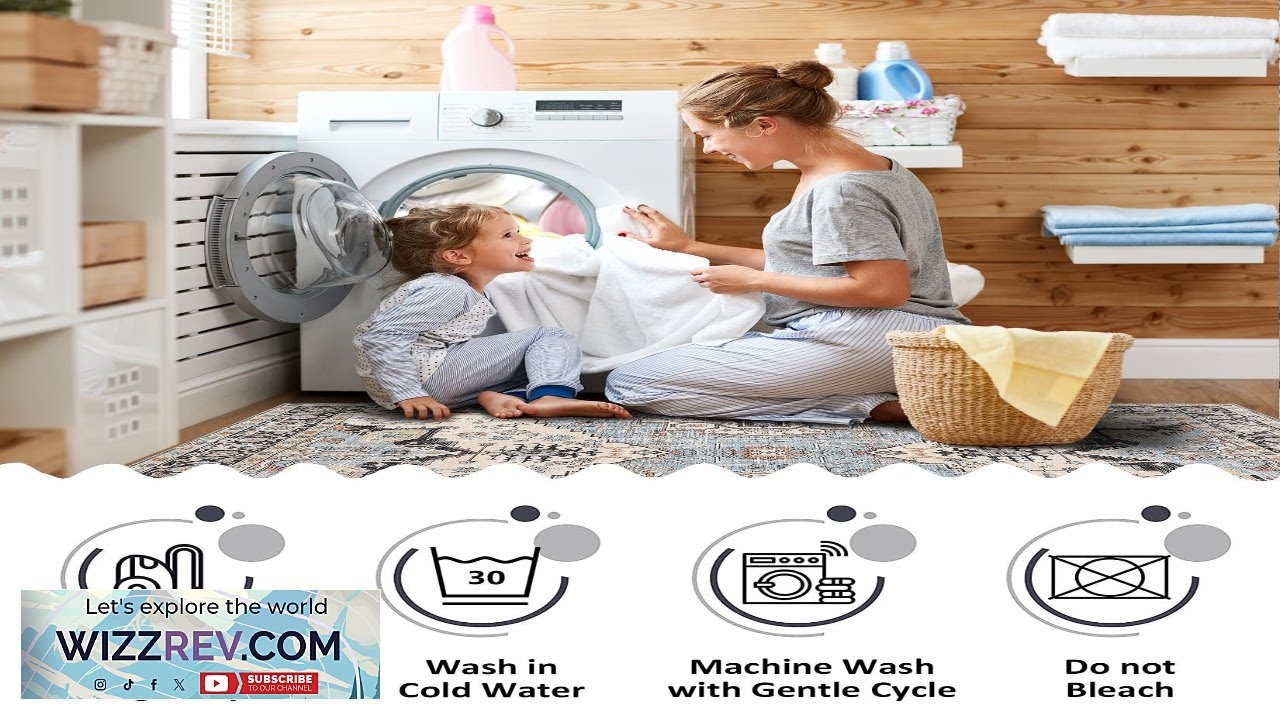 Ковры Garvee Area Rugs 8x10, моющиеся, нескользящие, с коротким ворсом, мягкие, с восточным принт...