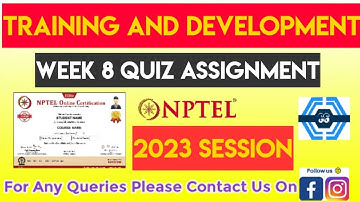 Training and Development Week 8 Quiz Assignment Solution | NPTEL 2023