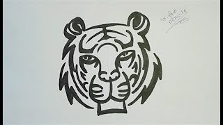 How To Draw a Tiger Logo تعلم رسم شعار النمر للمبتدئين