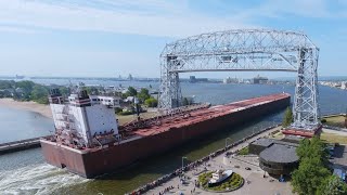 4K Drone: Duluth - Huge Cargo Ship