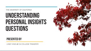Overview of UC Personal Insight Questions