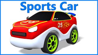 Sports Car Toy Animation | Fun 3D Animated Cartoon Car Video for Kids in Kindergarten &amp; Preschool