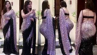 Omg So Huge Kajol Flaunting Her Figure In Shimmery Saree Manish Malhotra Diwali Party