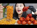 MUKBANG) 멕시카나 신메뉴 불닭치킨x불닭볶음면 먹방🐔🔥 갈데까지 가보자 불닭 Buldak Chicken+Buldak Noodles