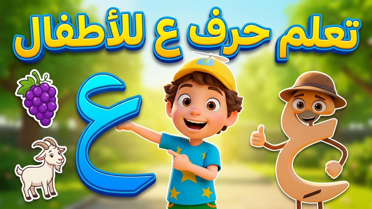 Teaching the letter 'ayn (ع) to children | Pronunciation and writing of Arabic words for children with kjkids