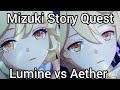 Mizuki Story Quest Cutscene Animation: Aether and Lumine Comparison Side by Side || Genshin Impact