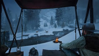 Camping by a Tranquil Stream in the Heart of a Snowy Winter Forest | ASMR