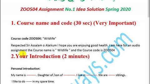 ZOO504 Assignment No.1 Solution Spring2020