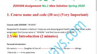 ZOO504 Assignment No.1 Solution Spring2020