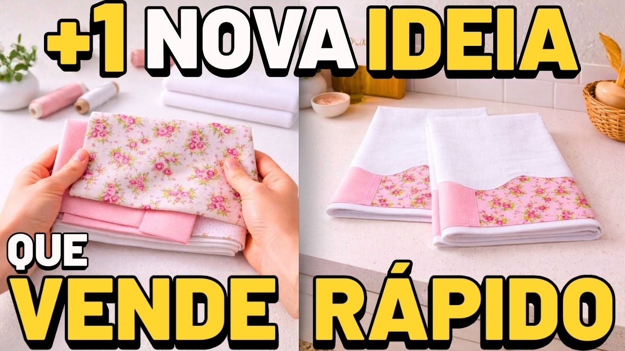 IDEIA de Barrado com POUCO TECIDO para Pano de Prato FÁCIL e RÁPIDO pra Vender