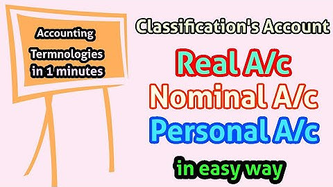 Classification of Account Real, Nominal and Personal A/c (Accounting terminology)