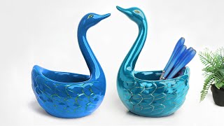 Swan shape spoon holder Showpiece making at home || Gift item showpiece making