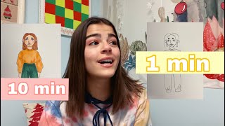 10 MINUTE VS  10 SECOND DRAWING CHALLENGE !!