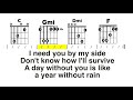 A Year Without Rain (Selena Gomez) Chord and Lyrics Play-along