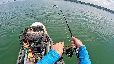 BIG Summer Lake Trout from the Kayak (Vertical Jigging)