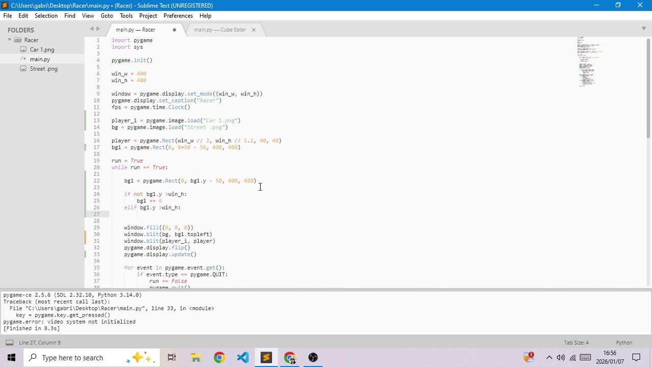 Making a racing game in Pygame