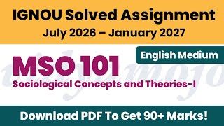IGNOU MSO 101 Solved Assignment 2026 English Medium PDF Download | MASO: MA Sociology First Year