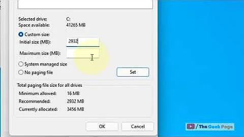 Custom Paging File Size for windows 11 4 GB / 8 GB/ 16 GB RAM