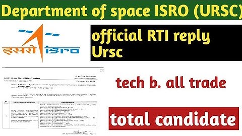 ISRO URSC rti reply tech. b all post form fill up exam update&admit card?|| Technician-B admit card