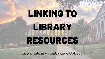 How to Link to Library Resources