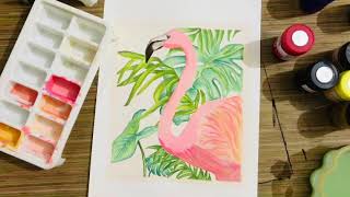 #planetart #posterpainting Flamingo poster colours painting for beginners