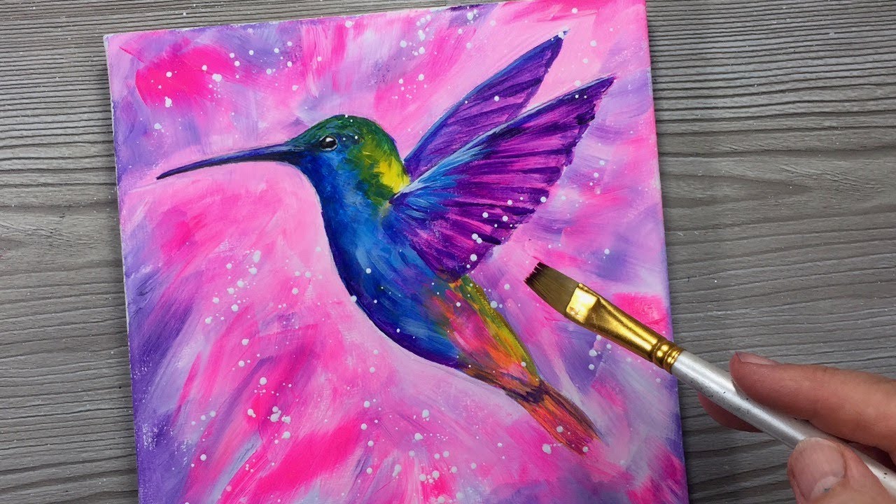 BEAUTIFUL HUMMINGBIRD / Easy Acrylic Painting / How To Step By Step For