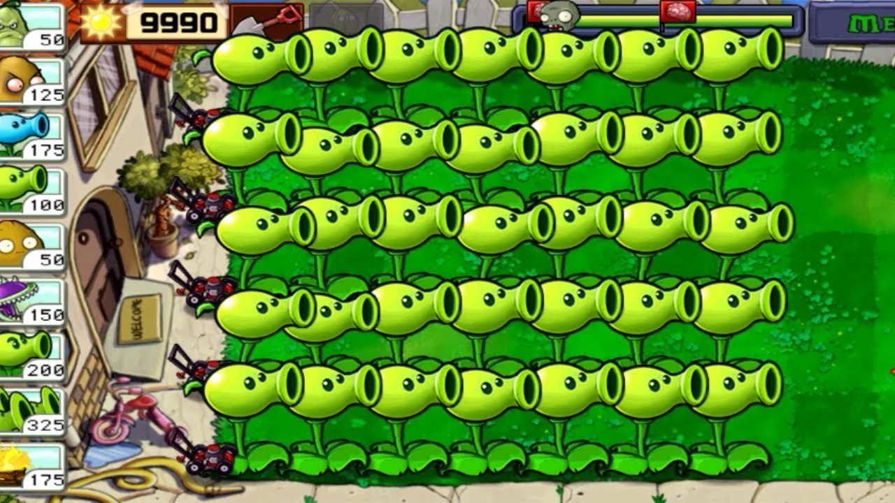 Plant Vs Zombie Gameplay | Peashooter Only Gameplay | Giant Plants ...
